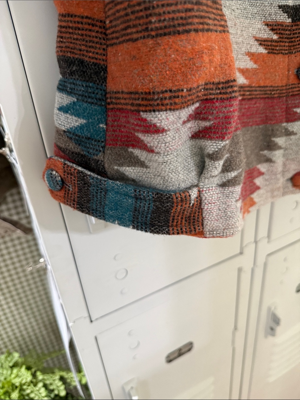 Vici Southwestern Fringe Utility Jacket in Teal, Rust & Gray - Picture 4 of 5